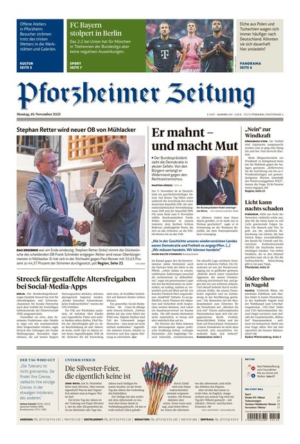 Pforzheimer Zeitung - Ausgabe Pforzheim 2025-11-10