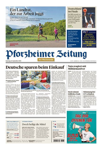 Pforzheimer Zeitung - Ausgabe Pforzheim 2025-09-13