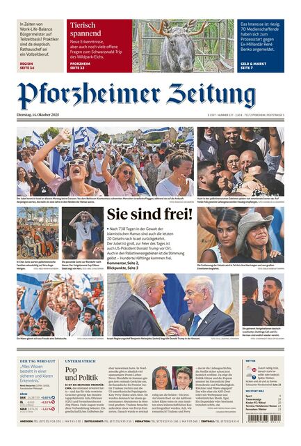 Pforzheimer Zeitung - Ausgabe Pforzheim 2025-10-14