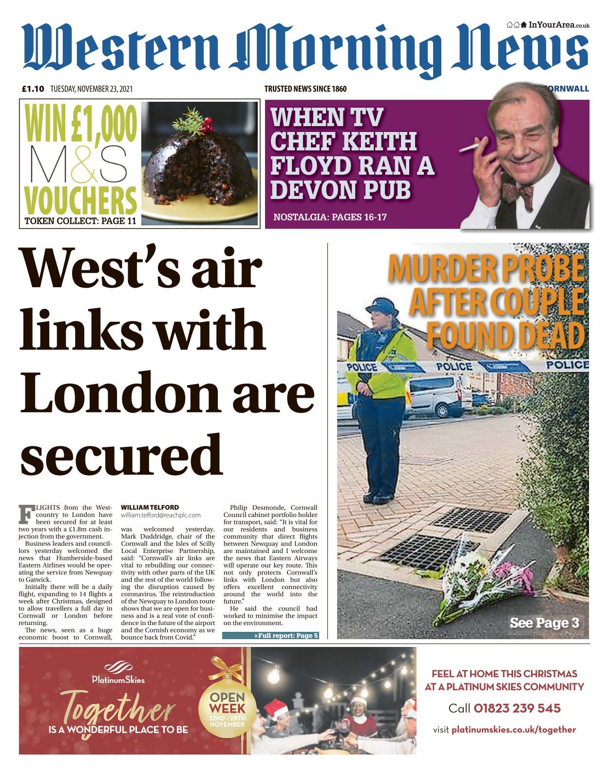 Western Morning News Cornwall 20211123