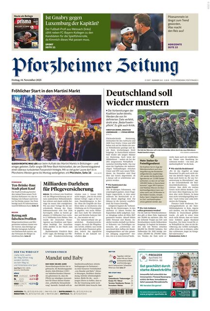 Pforzheimer Zeitung - Ausgabe Pforzheim 2025-11-14