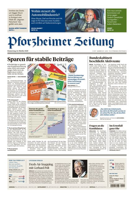 Pforzheimer Zeitung - Ausgabe Pforzheim 2025-10-16