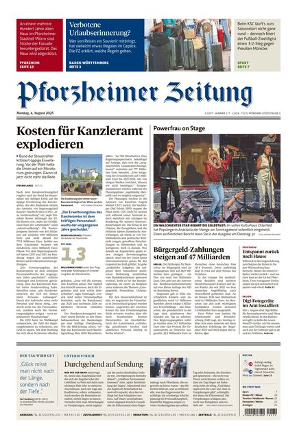 Pforzheimer Zeitung - Ausgabe Pforzheim 2025-08-04