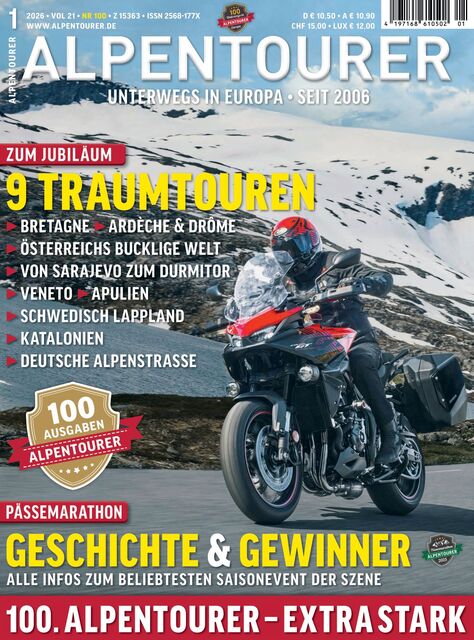 ALPENTOURER – Europas Motorrad-Tourenmagazin Ausgabe 01/2026