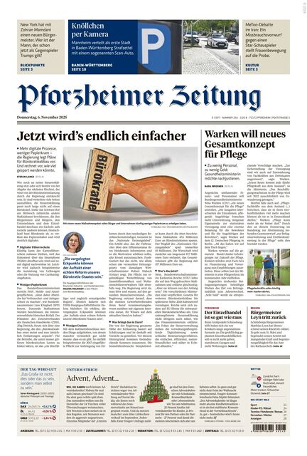 Pforzheimer Zeitung - Ausgabe Pforzheim 2025-11-06