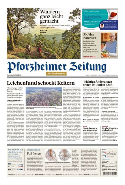 Pforzheimer Zeitung - Ausgabe Pforzheim 2025-05-31