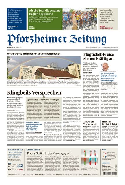 Pforzheimer Zeitung - Ausgabe Pforzheim 2025-07-09
