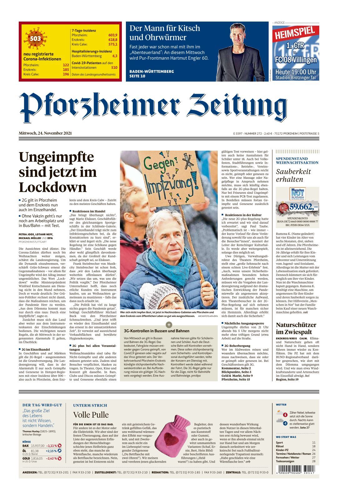 Pforzheimer Zeitung - Ausgabe Pforzheim - 2021-11-24