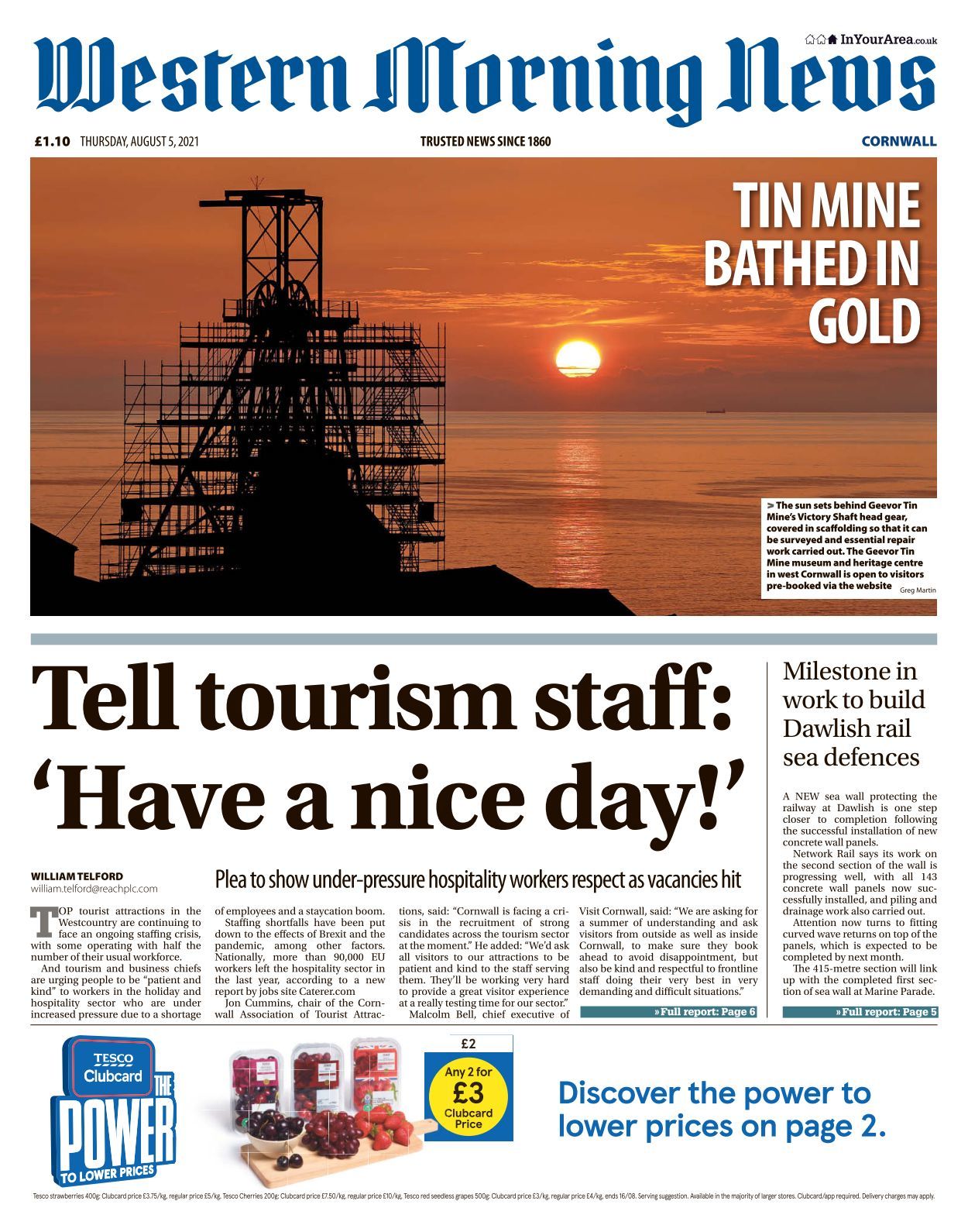 Western Morning News Cornwall 20210805