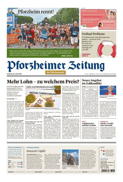 Pforzheimer Zeitung - Ausgabe Pforzheim 2025-06-28