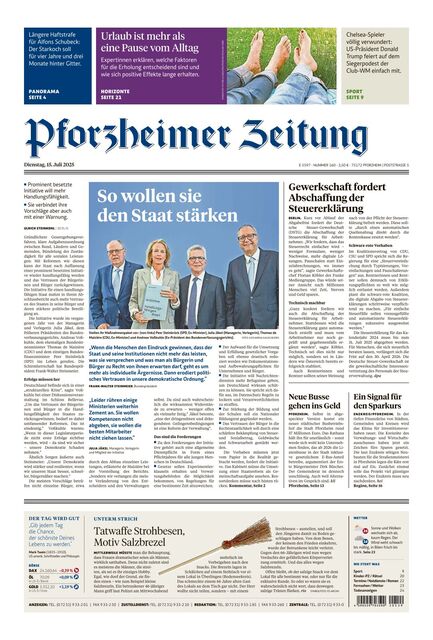 Pforzheimer Zeitung - Ausgabe Pforzheim 2025-07-15