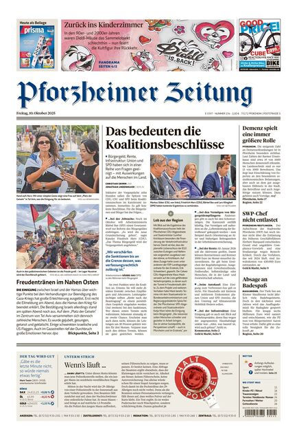 Pforzheimer Zeitung - Ausgabe Pforzheim 2025-10-10