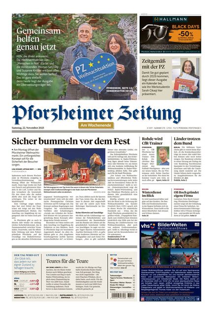 Pforzheimer Zeitung - Ausgabe Pforzheim 2025-11-22