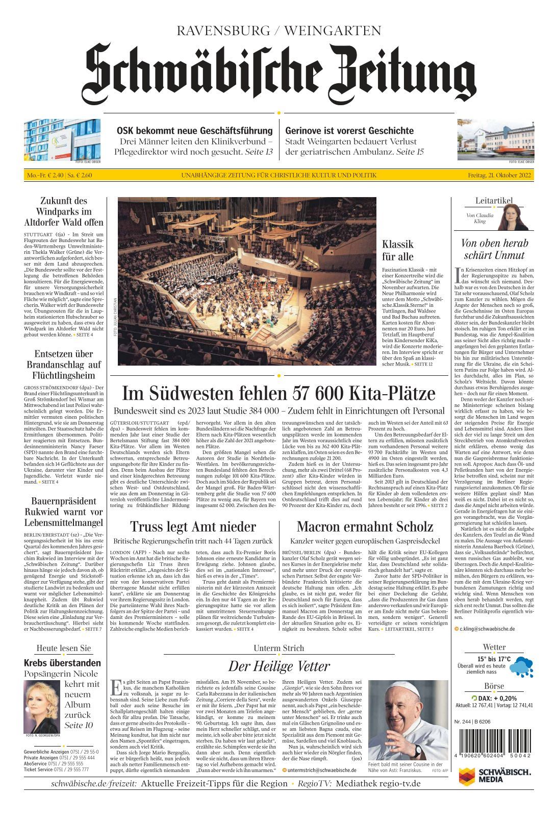 Schwäbische Zeitung (Ravensburg) 20221021